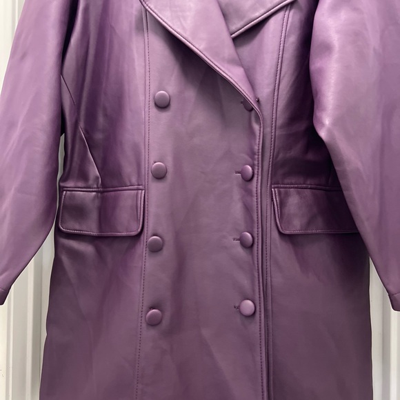 Vintage Neutral Zone Plus Purple Faux Leather Coat Jacket 20W Double Breasted - Picture 3 of 8